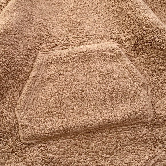 Women's Teddy Hoodie Sherpa Fleece Kangaroo Pocket, Brown, Size Medium - Picture 6 of 7
